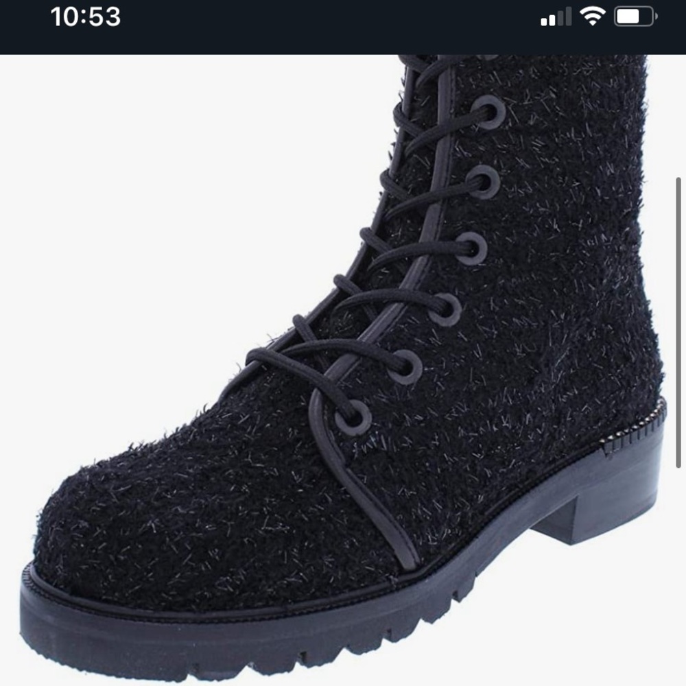 Stuart Weitzman Womens Metermaid Lace Up Fuzzy Combat Boots